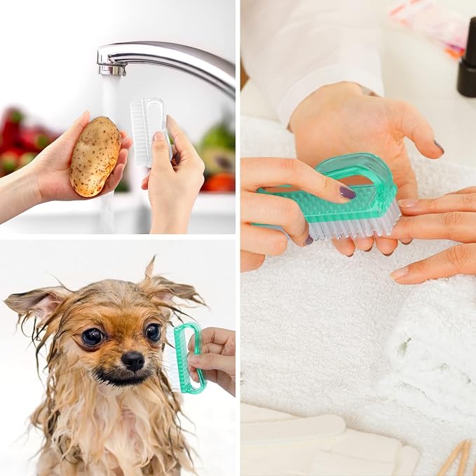 Larbois Handle Grip Nail Brush, Hand Fingernail Brush Cleaner Scrubbing Kit Pedicure for Toes and Nails Men Women (4 Pack)