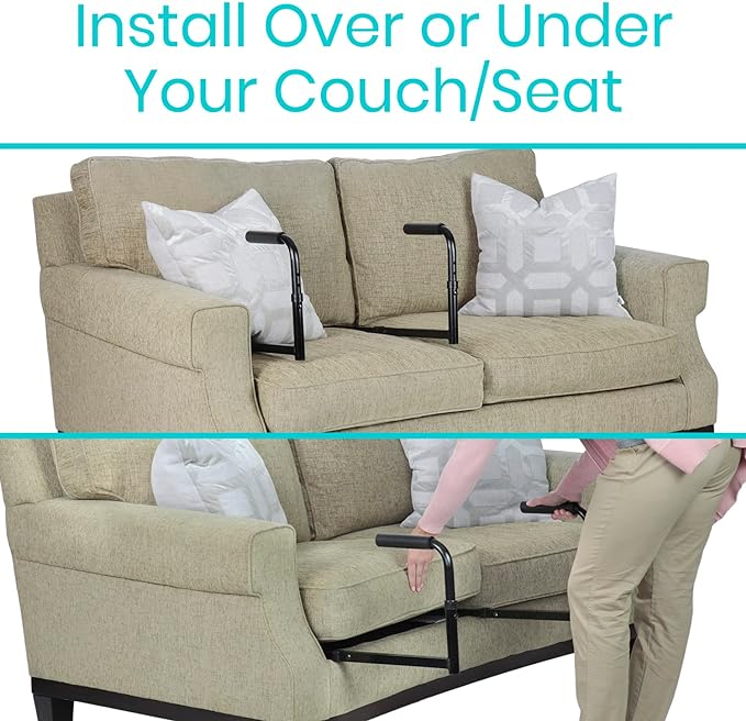 Vive Stand Assist - Mobility Standing Aid Rail for Couch, Chair - Assistance Handle for Patients, Elderly, Seniors and Disabled - Safety Grab Bar for Sitting, Sofa, Home - Adjustable, Portable Device