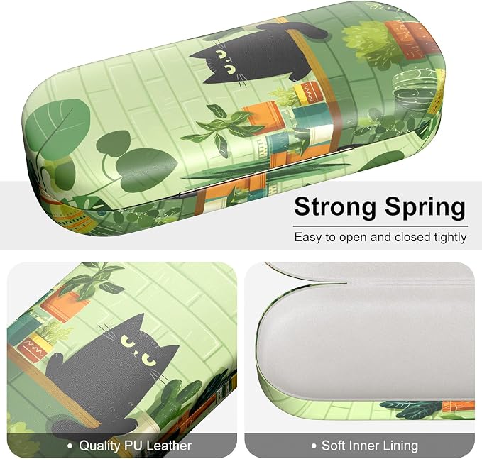 Hard Shell Leather Sunglasses Case,Classic Fashionable Cute Large Glasses Case for Women Men,Sunglass Eyeglasses