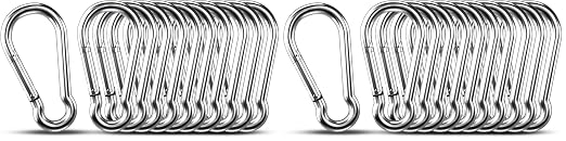 Small Carabiner Clip Hooks, 10pcs 1.57 inch Carabiners Heavy Duty, 304 Stainless Steel Spring Snap Hook Fits Camping Hiking, Metal Clips for Rope Chain Keychain Keys Rings (Pack of 2)