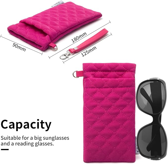 Face Shadow Double Glasses Case Soft Eyeglass Case For Women Men Squeeze Top Sunglasses Case With Cleaning Cloth