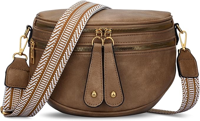 KKXIU Crossbody Bags for Women Vegan Leather Travel Bum Bag | Trendy Fanny Waist Pack | Shoulder Purse with Adjustable Strap