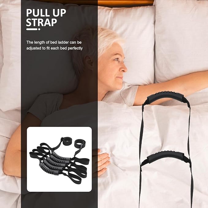 Adjustable 4-Layer Elder Bed Ladder and Pull Up Strap for Seniors with Disability Assist Belt, Multi-Layer Bed Pull Up Rope for Elderly Patient Mobility and Bedside Support