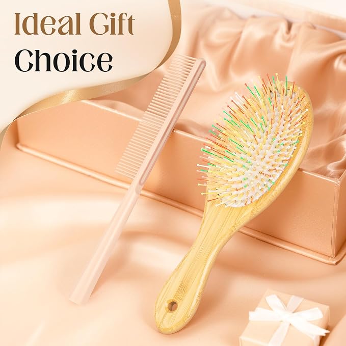 Boar Bristle Hair Brush, Natural Bamboo Paddle Detangler Hairbrush | Aanti static, scalp massage, smooths hair, boosts shine & health, works for women, men & kids thick thin curly wet dry hair