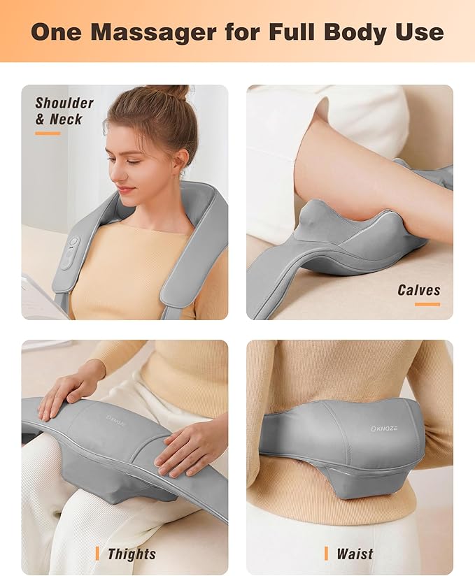 Neck and Shoulder Massager with Heat, Cordless Back and Neck Massager, Upgraded Graphene Heating, 4D Shiatsu Deep Kneading Massage for Shoulder, Back Pain Relief, Gifts for Dad Mom Friend (Gray)