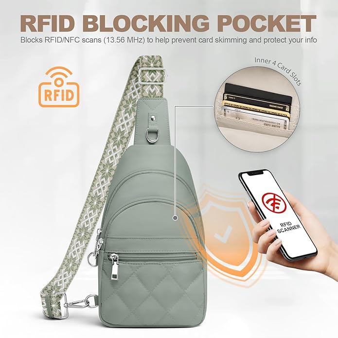 Sling Bag for Women, Anti-Theft RFID Crossbody Purse Travel