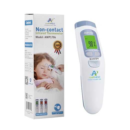 Non-Contact Forehead Thermometer, White Blue | For Kids and Adults, Baby Head Temporal Digital, Accurate Reading
