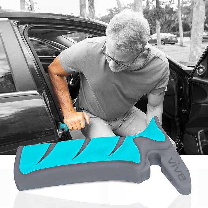 Vive Car Handle Assist for Elderly - Scratch Proof Latch - Auto Grab Bar | Cane Support Aid - Standing Mobility Safety Tip to Help Get Out - Portable Assistive Device for Seniors, Handicapped