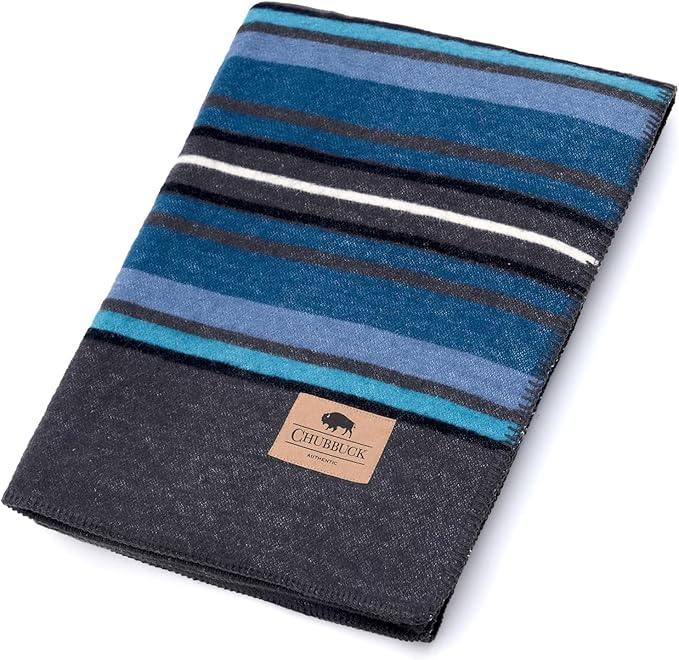 Chubbuck 100% Wool Blanket Camping (60" x 84") - Large Warm Blankets for Camping, Emergency, Outdoor Concerts and Home Use - Fire Retardant Blanket, Soft and Warm Blankets for Winter (Lakeland)
