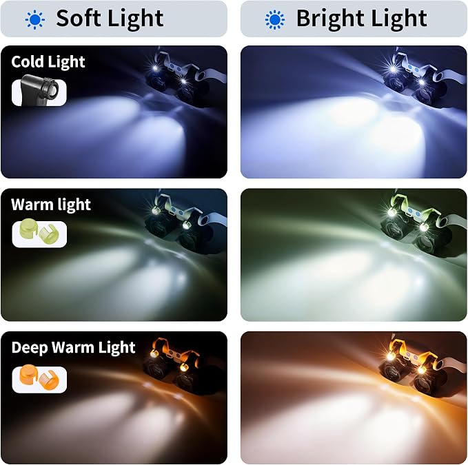 JARLINK Magnifying Glasses with LED Light, Hands Free Magnifier with 14 Interchangeable Lenses 3X 4X 5X 6X 7X 10X 15X, Magnifying Glasses for Close Work, Crafts, Jewelry, Electronics Repair (Black)
