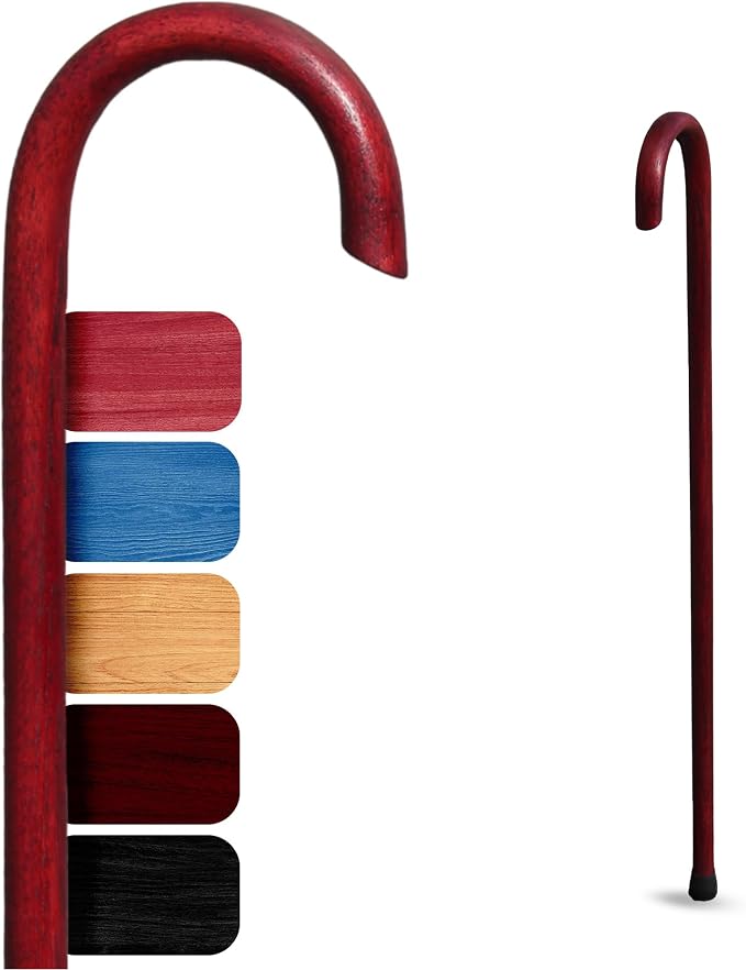 Cane Masters Handmade Wooden Classic American Walking Cane | Highly Durable American Hickory Wood Walking Cane | Ergonomic Handle and Body Grip, Anti-Slip Rubber Tip Wood