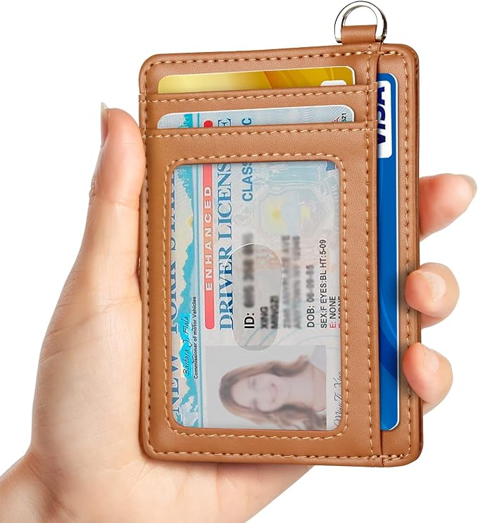 Slim Minimalist Front Pocket Wallet, RFID Blocking Credit Card Holder Wallet with Detachable D-Shackle for Men Women