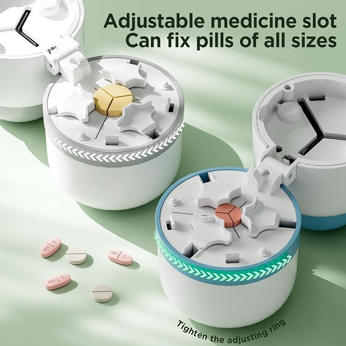Pill Cutter - Pill Splitter for Small Pills with Stainless Steel Blade in one Third/Fourth, Suitable for Cuting Vitamins, Tablets (1/3Blue + 1/4Purple)