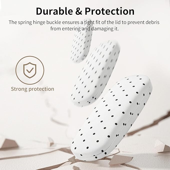Glasses Case Hard Shell, Cute Sunglasses Case for Women Leather Protective Case for Eyeglass with Cleaning Cloth