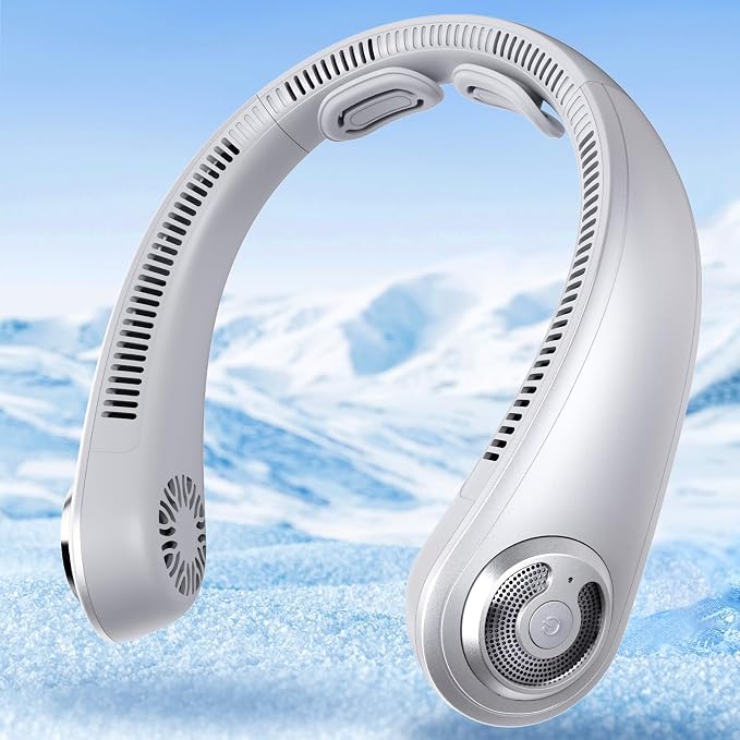 Portable Lightweight Neck Fan with Neck Support, Birthday Gifts for Men Women Dad Mom, Rechargeable Personal Wearable Cooling Neck Fans for Hot Flashes, Disneyland, Travel, Camping Essentials