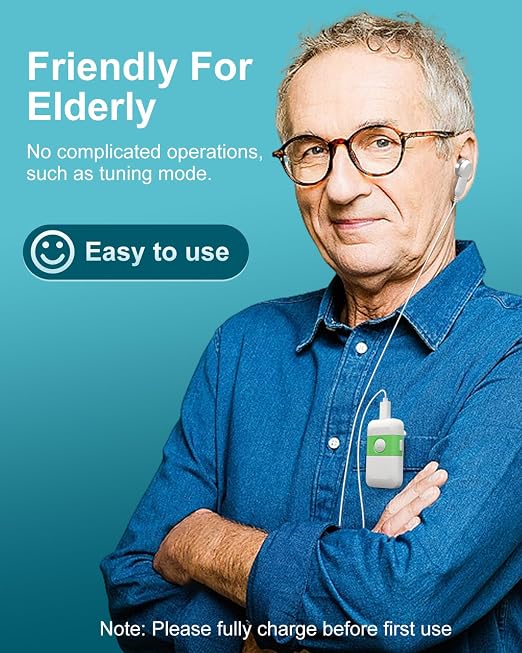 Hearing Aids For Seniors[2024 New Version]-Rechargeable With Noise Cancelling Hearing Amplifier Pocket Talker Hearing Loss, HOLFENRY JKS60E Pocket Hearing Aids Gift For Mother/Father,For Two Ear