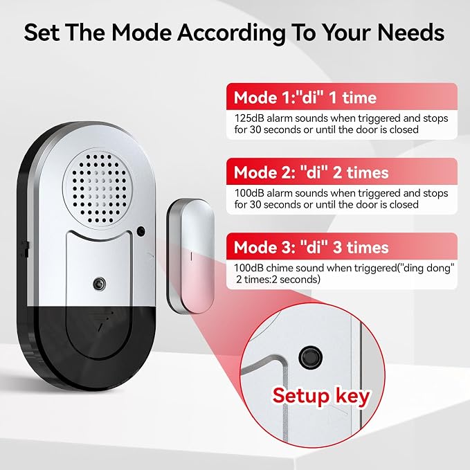 Sanjie Door Alarms When Opened,Door Window Alarm Sensors for Kids Safety/Home Security/Pool/Garage/Dementia/Toddler/Travel Security,Easy to Install,Volume Control/Loud Alert,Long Battery Life,8 Pack