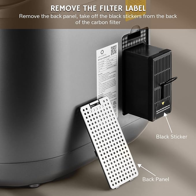 Airthereal Revive Electric Kitchen Composter, SHARKSDEN Tri-Blade, Turn Food Waste and Scraps into Dry Compost Fertilizer for Plants, R500 Gray | 4-hr Cycle, SHARKSDEN Tri-blade, 90% Reduction in Waste Volume