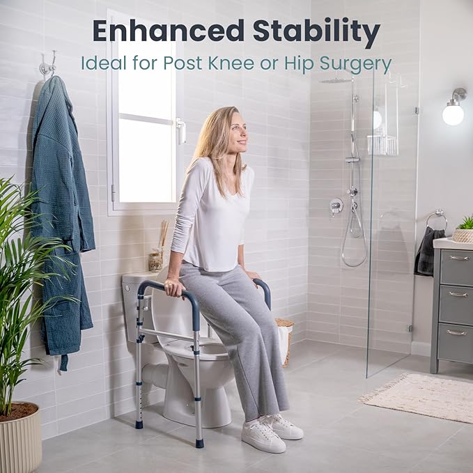 PELEGON Toilet Safety Rails (350 lb) - Adjustable Toilet Safety Frame & Rails, Toilet Safety Rail for Elderly Adults, Toilet Handles for Seniors, Toilet Bars for Elderly & Handicap
