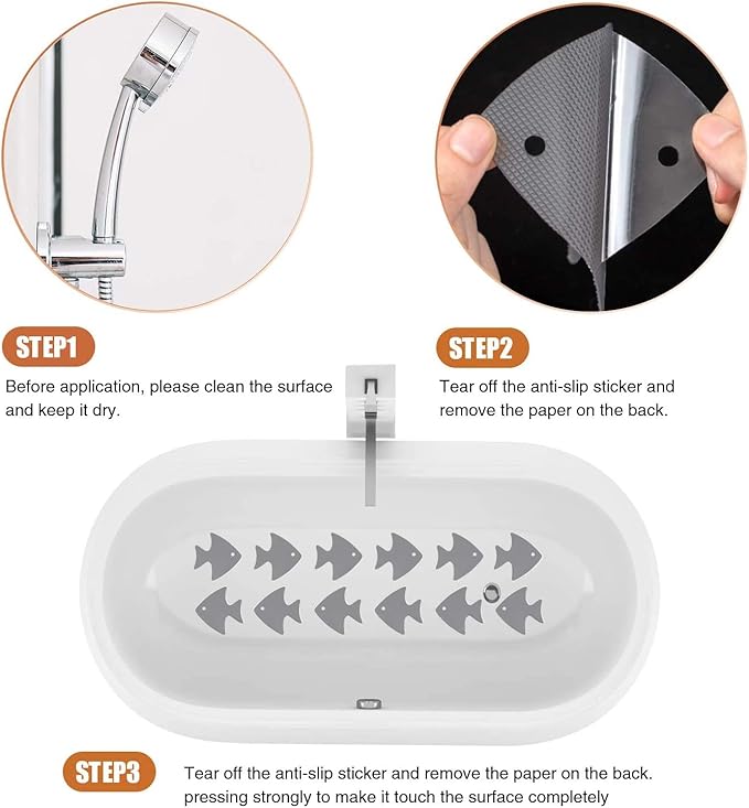 Bathtub Stickers Non-Slip, 24 PCS Safety Shower Treads Adhesive Appliques with Premium Scraper (Gray)