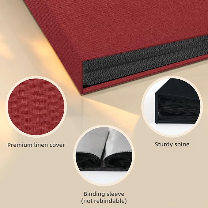 Popotop Photo Album 4x6 100 Pockets for Wedding Gifts,Linen Hardcover Picture Albums for Family Anniversary Baby Vacation Pictures