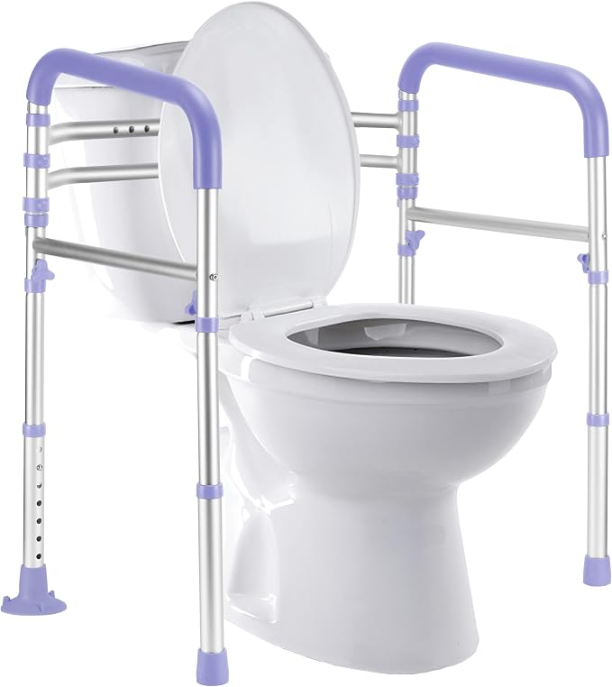 Lianjindun Toilet Safety Rails, 350 lbs, Adjustable Height & Width | Fits Most Toilets, Foldable Design, 350 Lbs Capacity, Aluminum Toilet Frame, Toilet Handles for Seniors, Disabled, Handicap