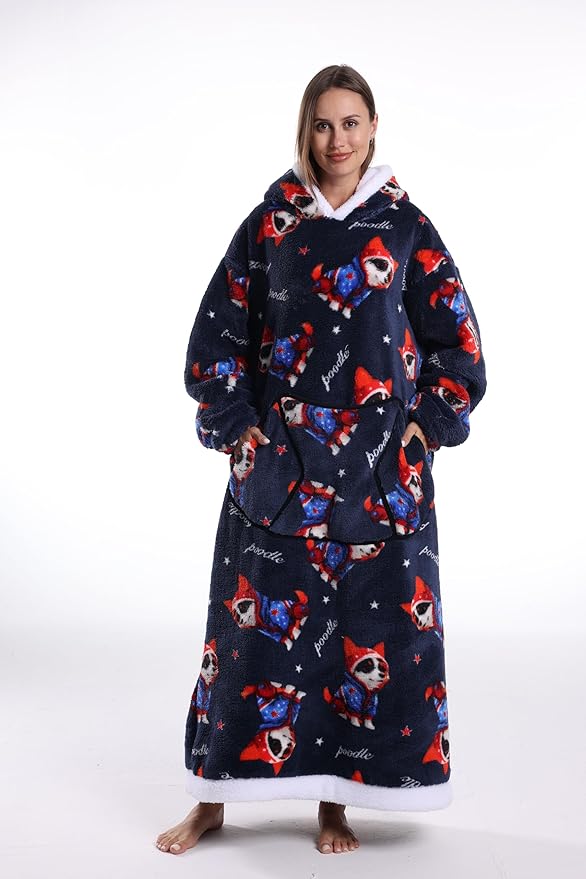 Blanket Hoodie, Long Hooded Blanket Sweatshirt as Birthday Gifts for Women Men, Long Wearable Blanket for Women Men.