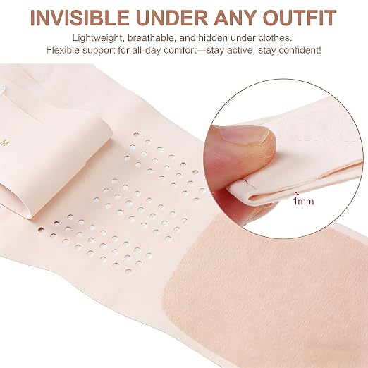 RANDY SUN Lower Back Brace for Women Office - Breathable Mesh Posture Corrector, Adjustable Straps for Custom Fit, Invisible Under Clothes, Pain-Free All Day Wear, Pink,L-XL