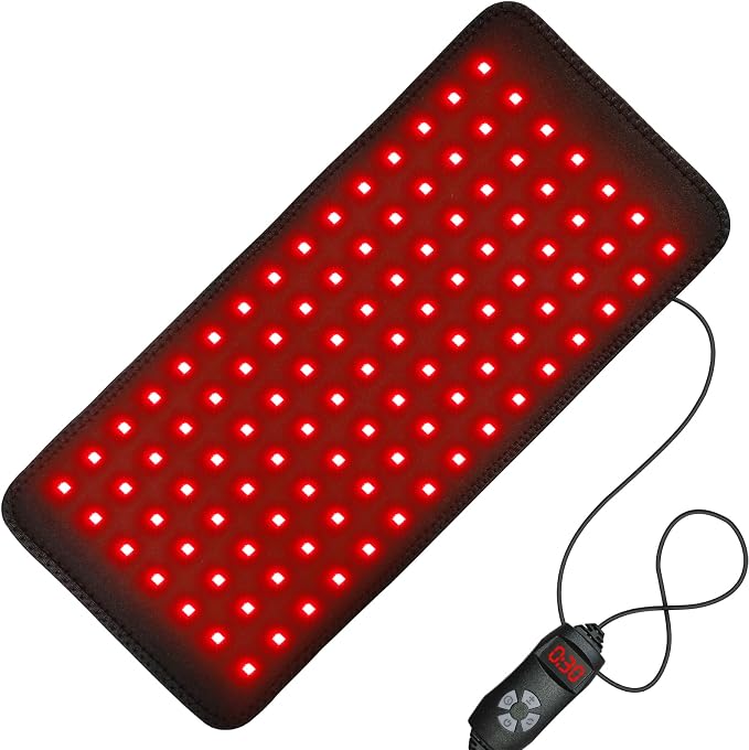 bonodave Red Light Pad for Body Back Knee Shoulder Hands Feet 660nm 850nm Home Use 3 Chips in 1 Infrared Wrap Belt Gift for Women Men (Corded)