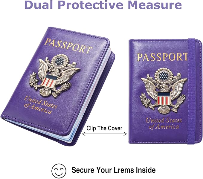 Premium Passport Holder for Travel RFID Blocking Passport Cover Slim | Passport Cover for Women Men Leather US Passport Wallet Case for Travel Passport Book Cover Travel Document Organizer Carrier