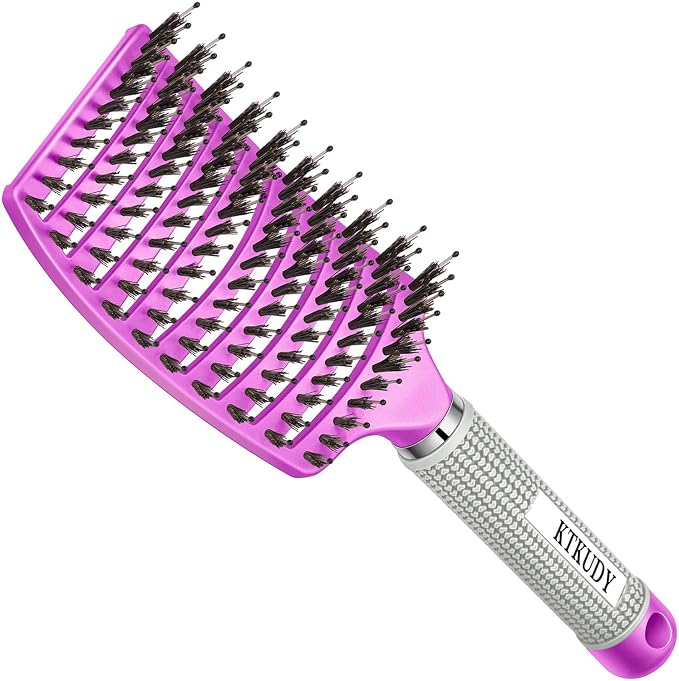 Detangling Brush for Women & Kids, Wet & Dry Hair, All Hair Types | Less pulling & breakage, Boar bristles tame frizz & add shine, Vents for faster blow-drying, Lightweight 4 oz, Non-slip grip