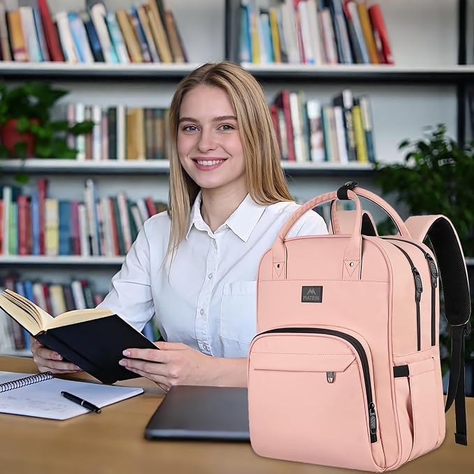 MATEIN Nursing Backpack, Home Health Nurse Bag with Removable Organizer | Womens Medical Backpack fit 15.6 Inch Laptop, Waterproof Clinical Doctor Work Bag for College, Pink Nursing Essentials
