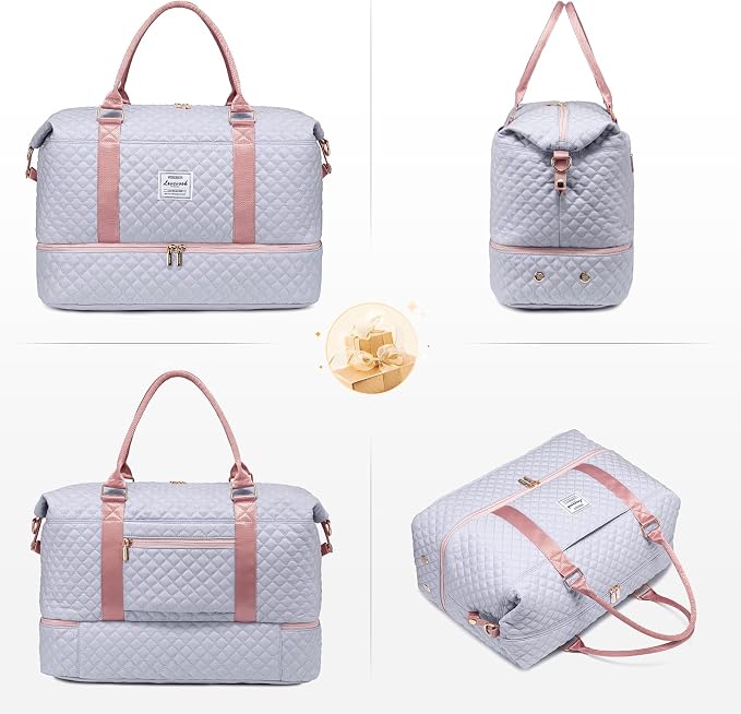 LOVEVOOK Travel Duffle Bag,Weekender Bags for Women with Shoe Compartment，Carry on Overnight Bag with Toiletry Bag,Gym Duffel Bag with Wet Pocket, Hospital Bags for Labor and Delivery