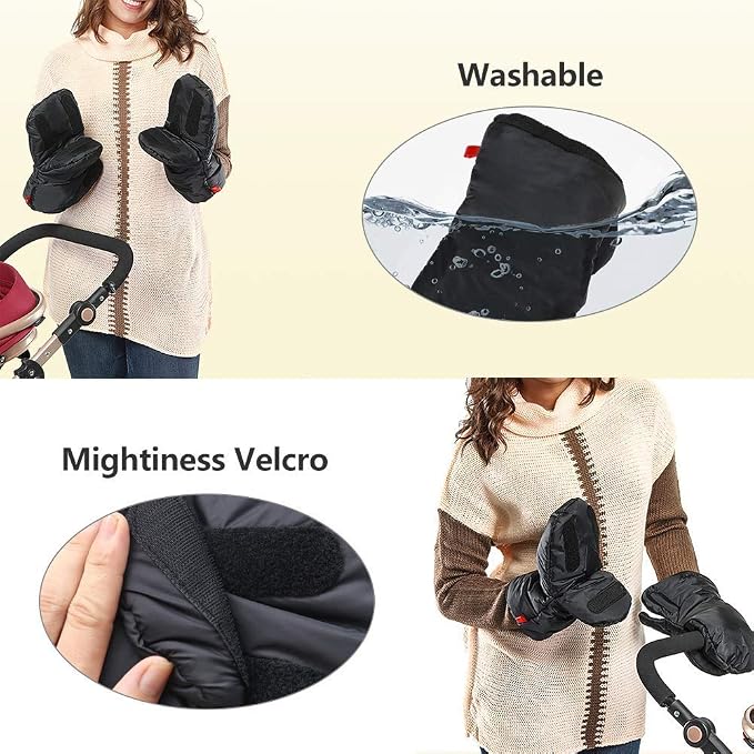 Winter Stroller Gloves, Universal Stroller Mitten, Waterpoof, Windproof, Stroller Hand Muff, Warmmuffs, Accessories, Extra Thick, Anti-Freeze
