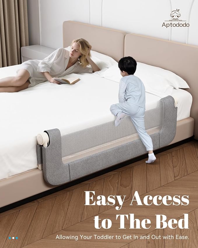 47" Upgraded Bed Rails for Toddlers with U-Shape Base, Toddler Bed Rails with More Stable and Secure,Suitable for Twin,Full,Queen Size Bed,High/Low Mattresses, Box/Platform Bed(Gray)