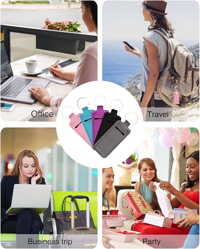 Meiiy Chapstick Holder Keychain Lip Balm Holder Lipstick Sleeve Pouch Lip Gloss Holder Stocking Stuffers Gift for Women