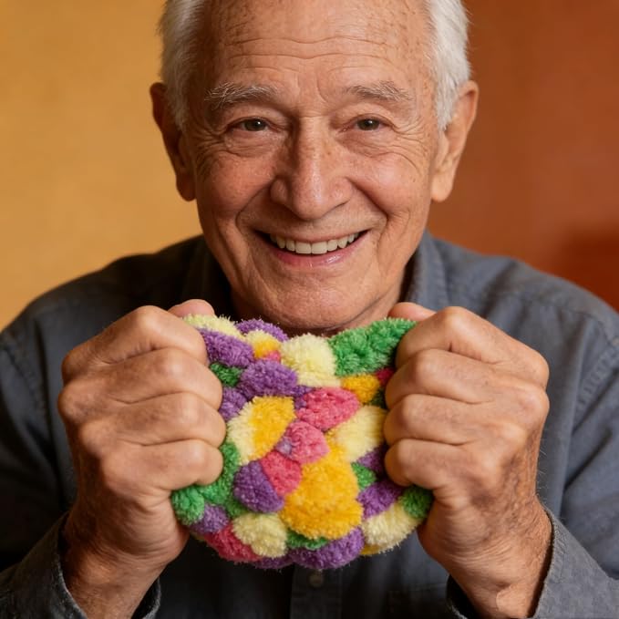 2PC Fidget Balls for Alzheimer's Dementia Patients to Treat and Relieve Anxiety,Autism Special Needs, Stretch and Squeeze Skin Pickers, ADHD, OCD (Rainbow Candy & Yellow-Blue Colors)