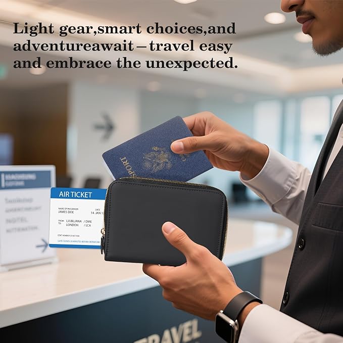 CoBak Passport Holder Cover with Safe Zipper Closure | Premium Passport Wallet for Travel, RFID Blocking Card Case, Waterproof Travel Accessories for Women