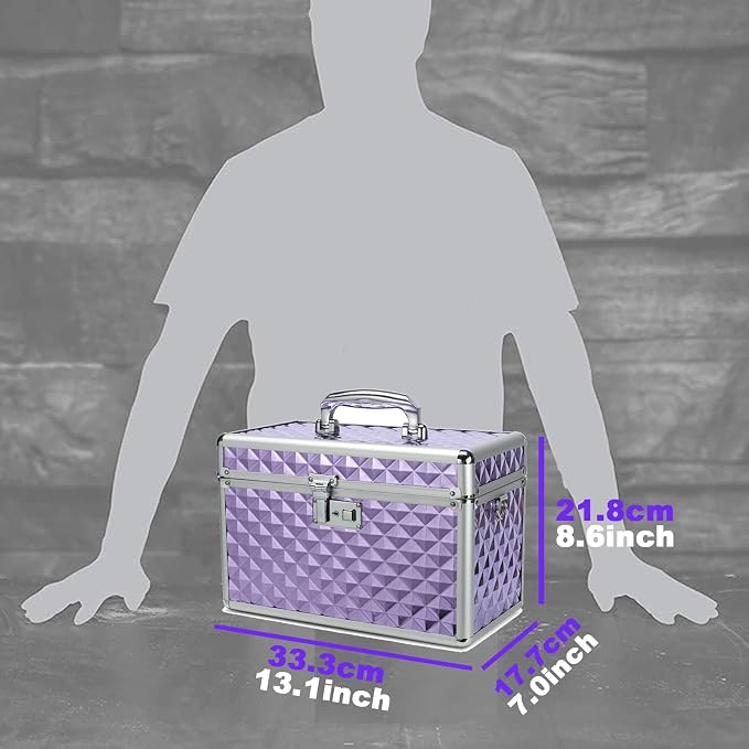 Storage Box with Key Lock, Lockable Medicine Storage Box, Empty First Aid Box, Security Lock Box, Multipurpose Locking Box for Home and Outdoor Use (purple, Large)