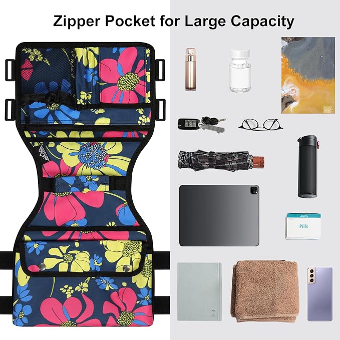 supregear Walker Side Bag, Storage Pouch w/Cup Holder for Folding Walker, Waterproof Caddy Basket for Side Bar Accessory Attachment for Seniors Elderly, Double Sided Organizer