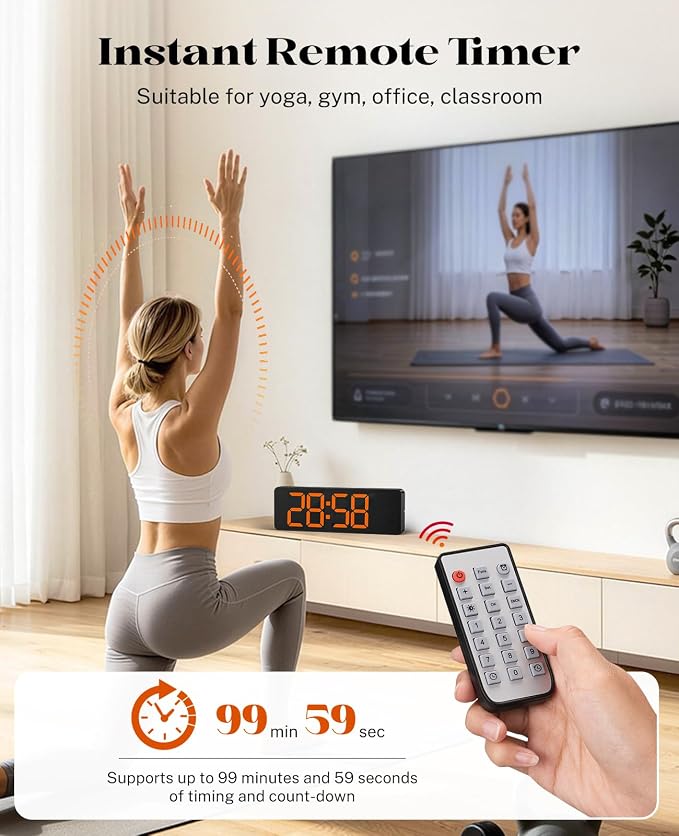 Digital Clock Large Display, 13" Large Wall Clock for Classroom | Big Led Wall Clocks with Remote Control,Date,Week,Alarm,Temp & DST for Bedroom,Living Room,Gym,Office