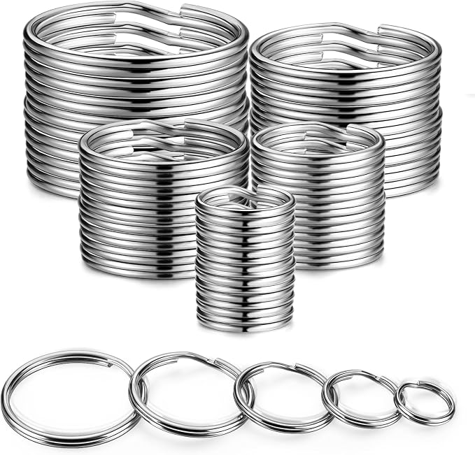 YHYZ Split Key ring Assorted, 5 Sizes (1/2 inch, 3/4 inch,1 inch, 1.25 inch, 1.38 inch), for Dog Pet Collar DIY Tag Jewelry