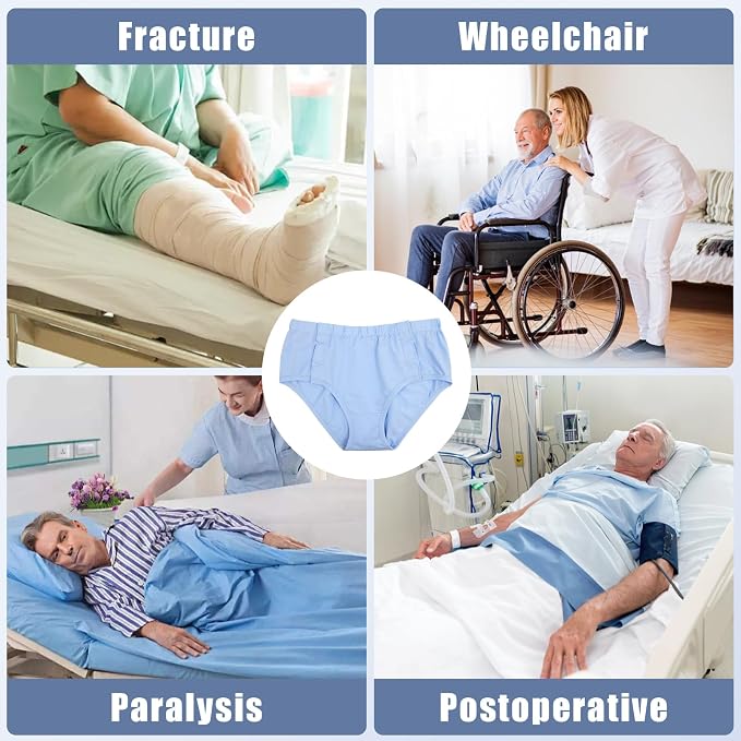 Comfortable Adaptive Underwear - Hospital-Ready Undergarments for Elderly Women with Easy Closure and Elastic Design, Ideal for Post-Surgery and Incontinence Care (Blue, X-Large)