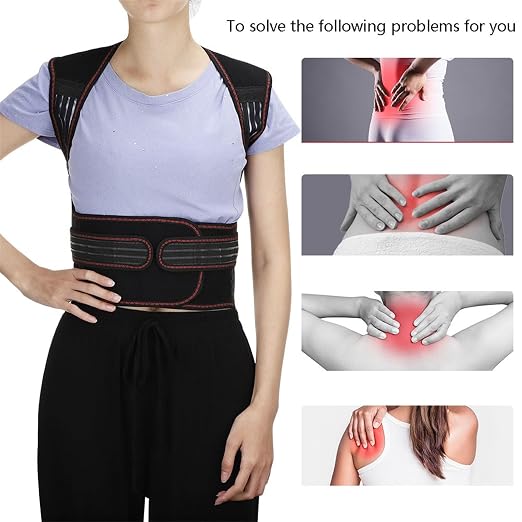 Seniors Self Heating Back Brace Physical Therapy 108pcs Magnets Full Back Lumbar Support Belt Pain Relief For Middle Elderly Men Women Posture Corrector (Color : Black, Size : XL/X-Large)
