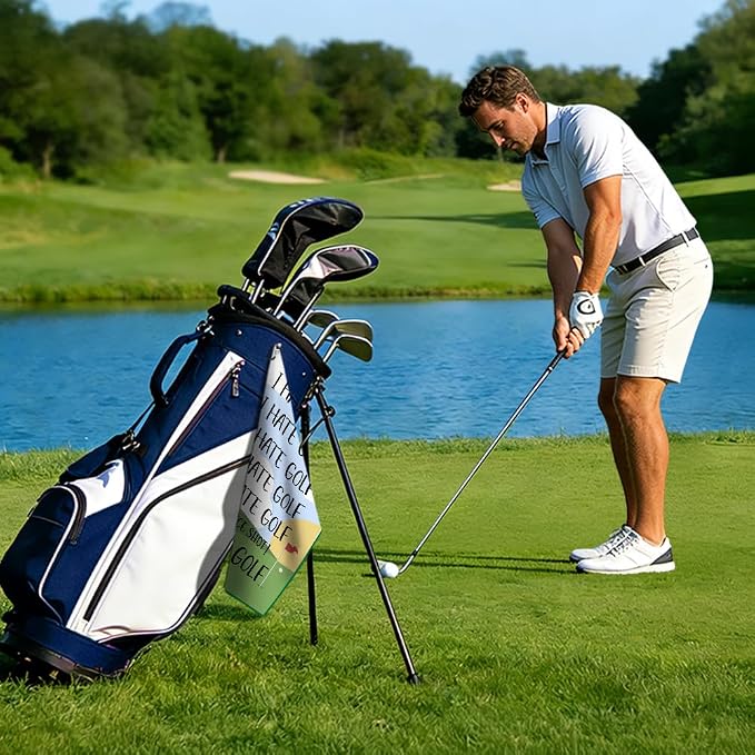 I Hate Golf Towel with Clip, Funny Golf Bag Accessories for Men Women, Golfing Accessories for Men Women, Birthday Retirement Gifts for Golfing Enthusiast, Golfer Gifts for Dad Mom Grandpa