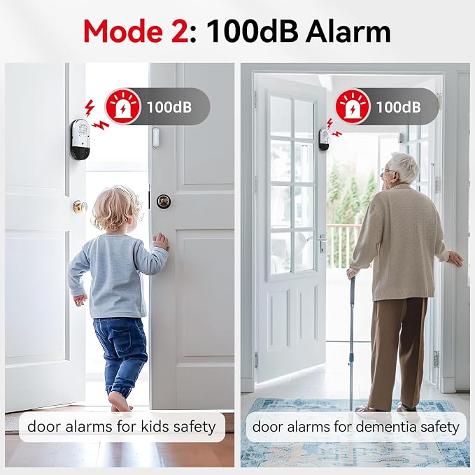 Sanjie Door Alarms When Opened,Door Window Alarm Sensors for Kids Safety/Home Security/Pool/Garage/Dementia/Toddler/Travel Security,Easy to Install,Volume Control/Loud Alert,Long Battery Life,10 Pack