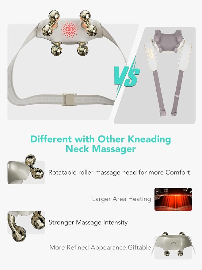 SKG Neck Massager for Pain Relief Deep Tissue Shiatsu Cordless Neck and Shoulder Massger with Heat Valentine Gifts for Men Women Dad Mom Grandpa H7 Ultra E