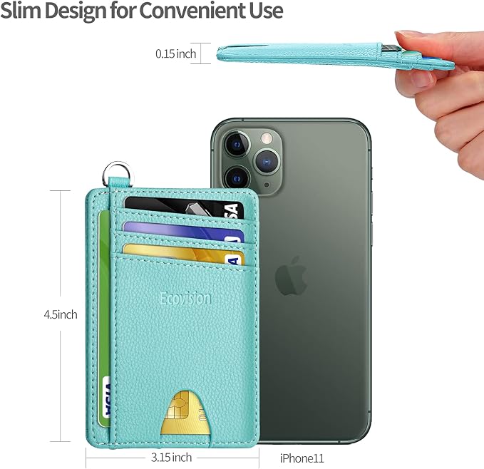 Slim Minimalist Front Pocket Wallet, RFID Blocking Credit Card Holder Wallet with Detachable D-Shackle for Men Women