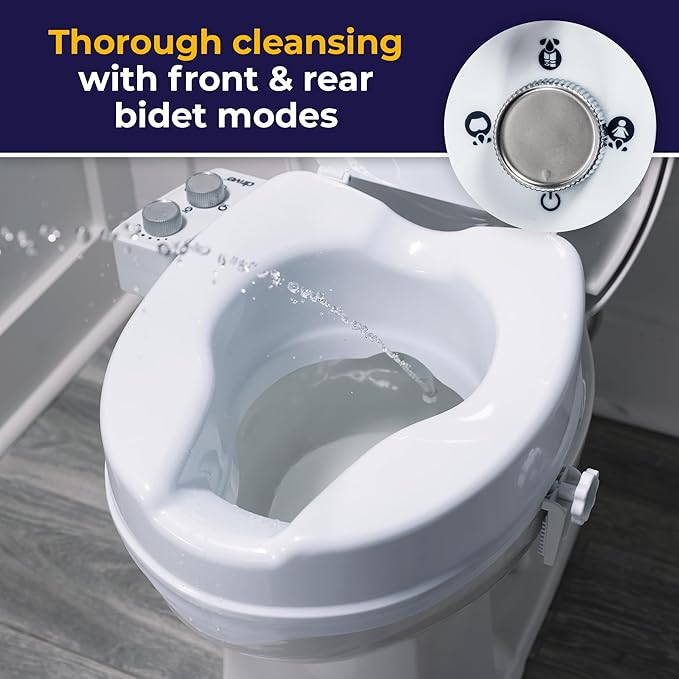 Drive Medical PreserveTech Raised Toilet Seat with Bidet, Ambient Water | Raised Toilet Seat with Bidet Offers Ambient Water Spray for Comfort and Everyday Bathroom Use for Adults