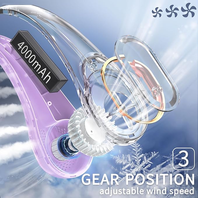 FrSara Neck Fan, Portable Personal Fan Strong Wind, 4000mAh, 360° Cooling | Air Volume, No Hair Twisting, Air Volume On 2 Sides, Non-Slip, Quick Charge, Long Use Time, Gift for Women, Men, Birthday